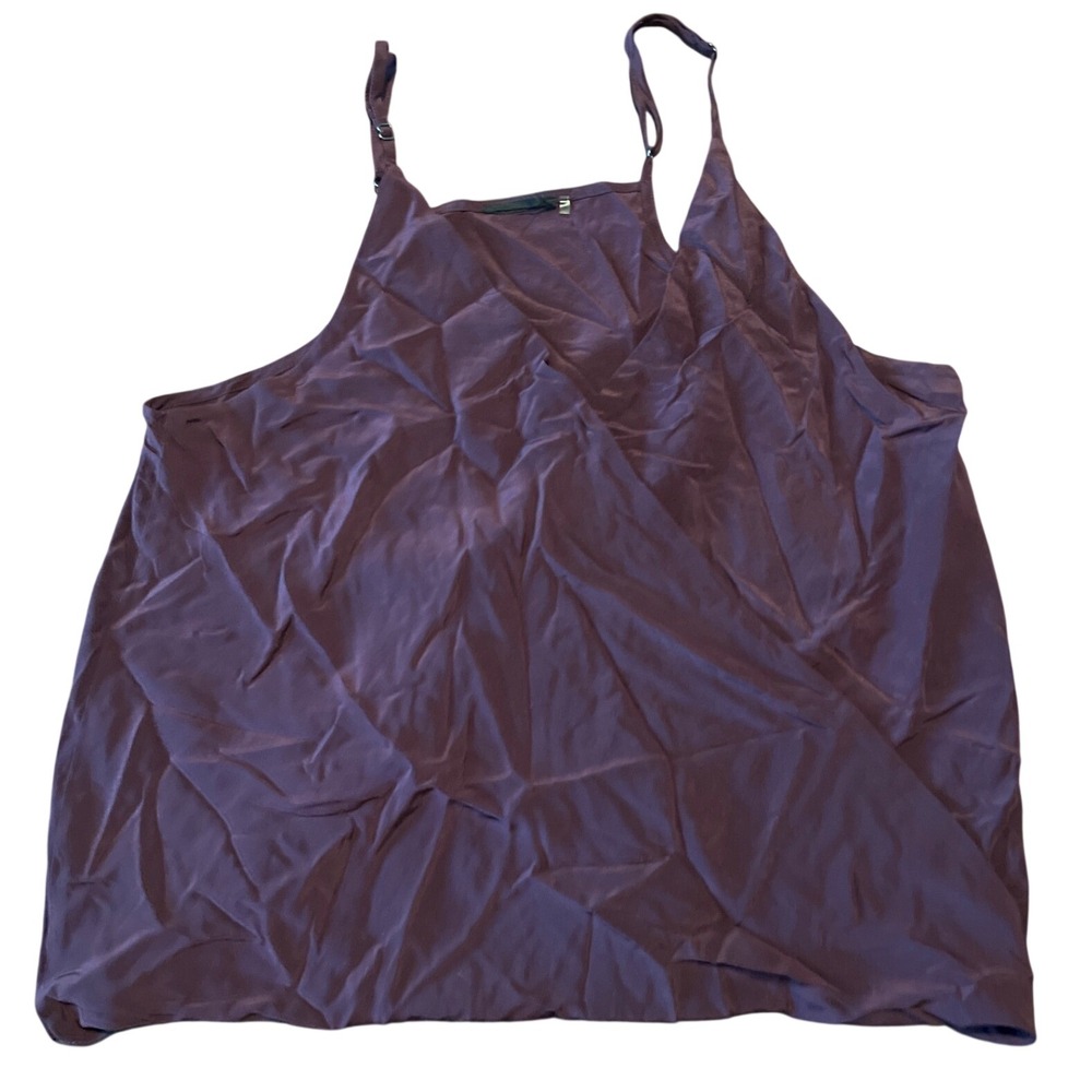 Heather 100% Silk Wrap Camisole‎ Top Plum Purple High Neck Adjustable Straps M